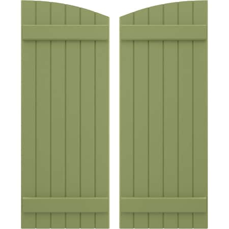 Ekena Millwork Americraft 6-Board (2 Batten) Wood Joined Board-n-Batten Shutters w/Ellipt Top, ARW101BE621X68MGH, PR ARW101BE621X68MGH